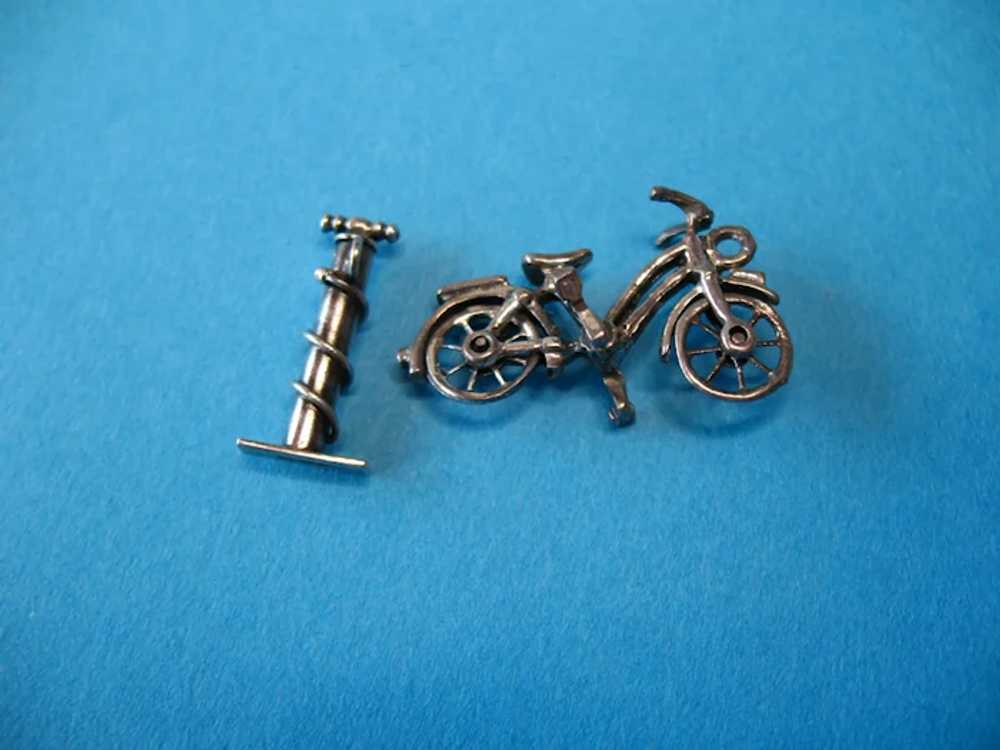 Vintage Sterling Silver Bicycle and Pump Charm 19… - image 4