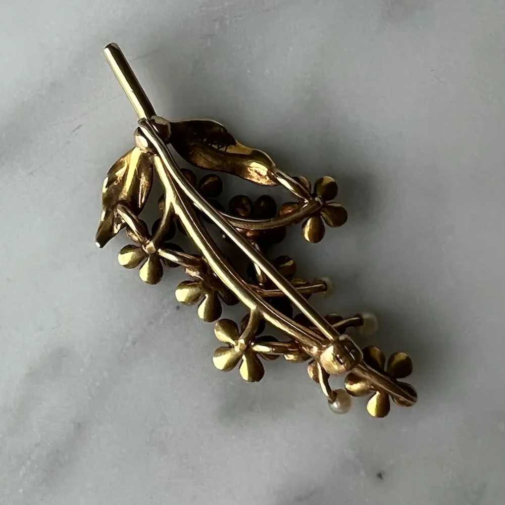 Antique Art Nouveau 14K Yellow Gold & Enamel Forg… - image 5