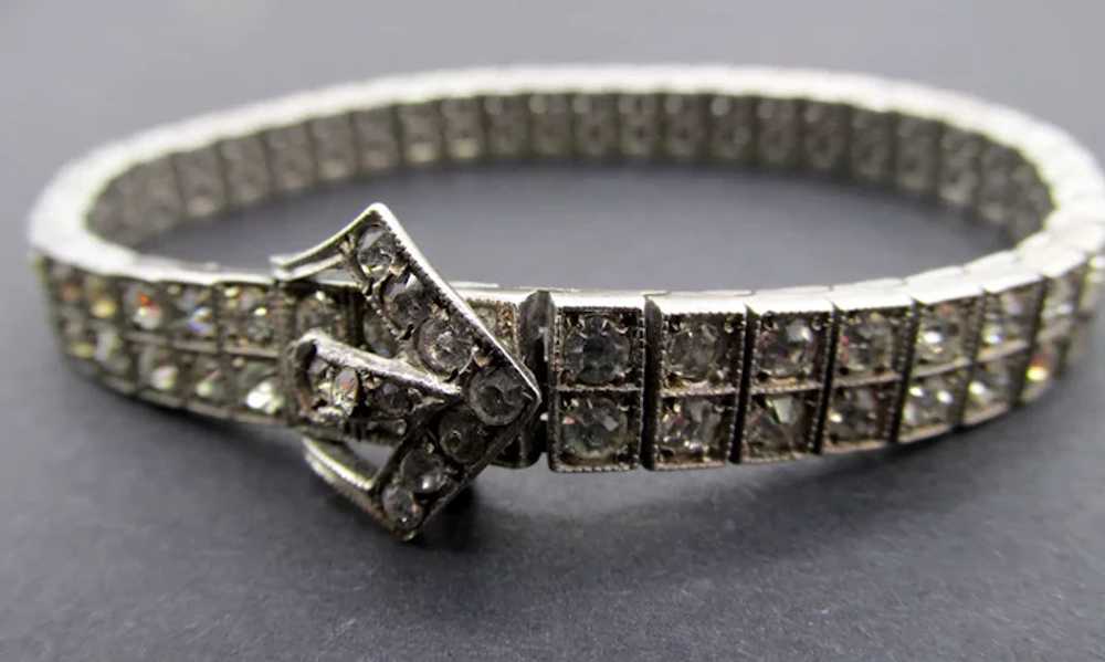 Antique Art Deco Sterling Silver Diamondbar Rhine… - image 2