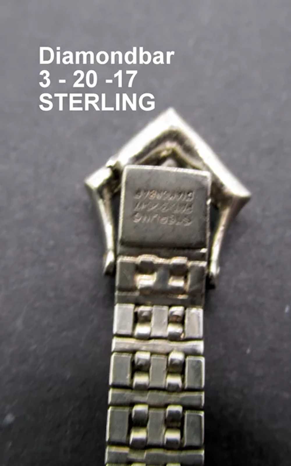 Antique Art Deco Sterling Silver Diamondbar Rhine… - image 5