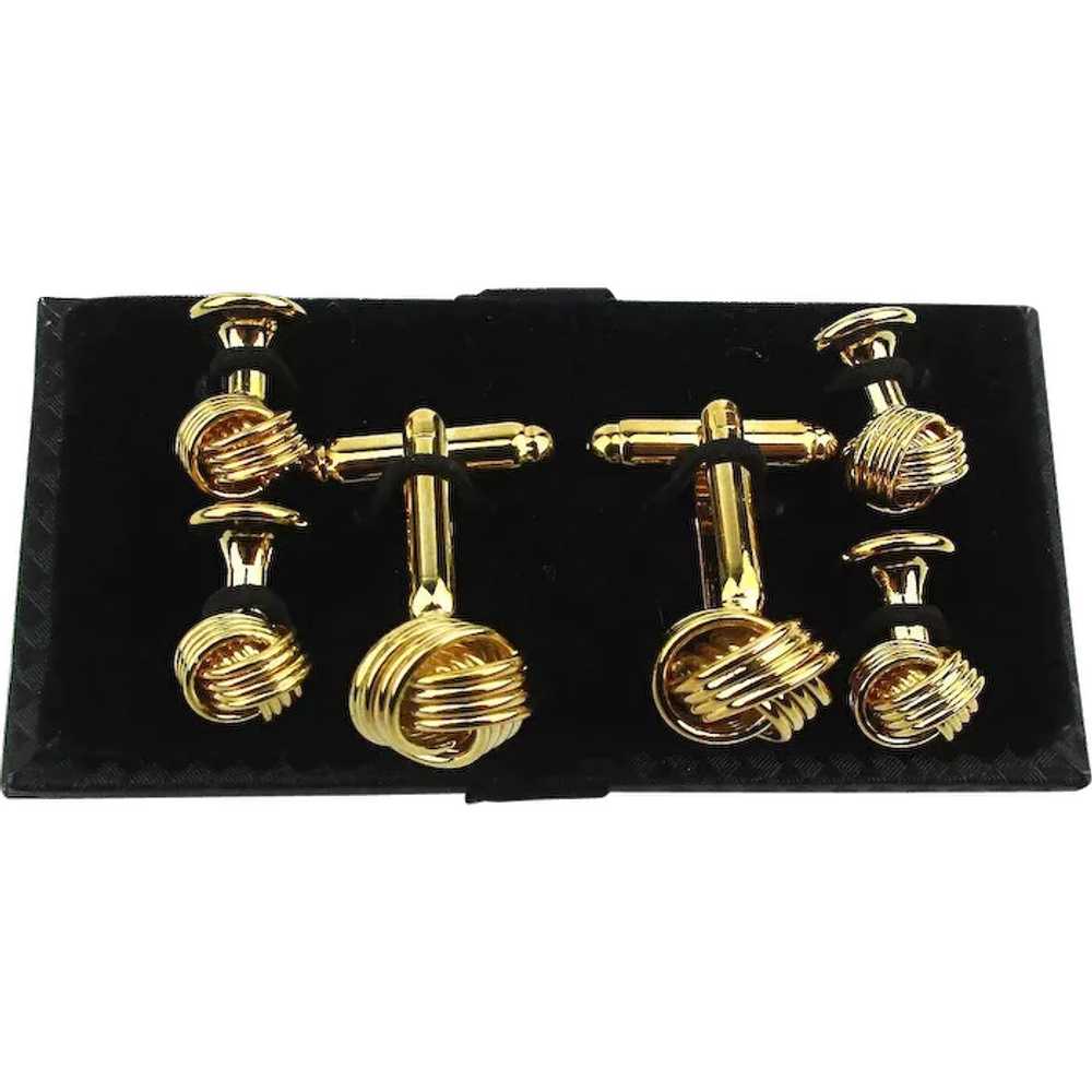 Set of Goldtone Infinity Circle Cufflinks - Stud … - image 1