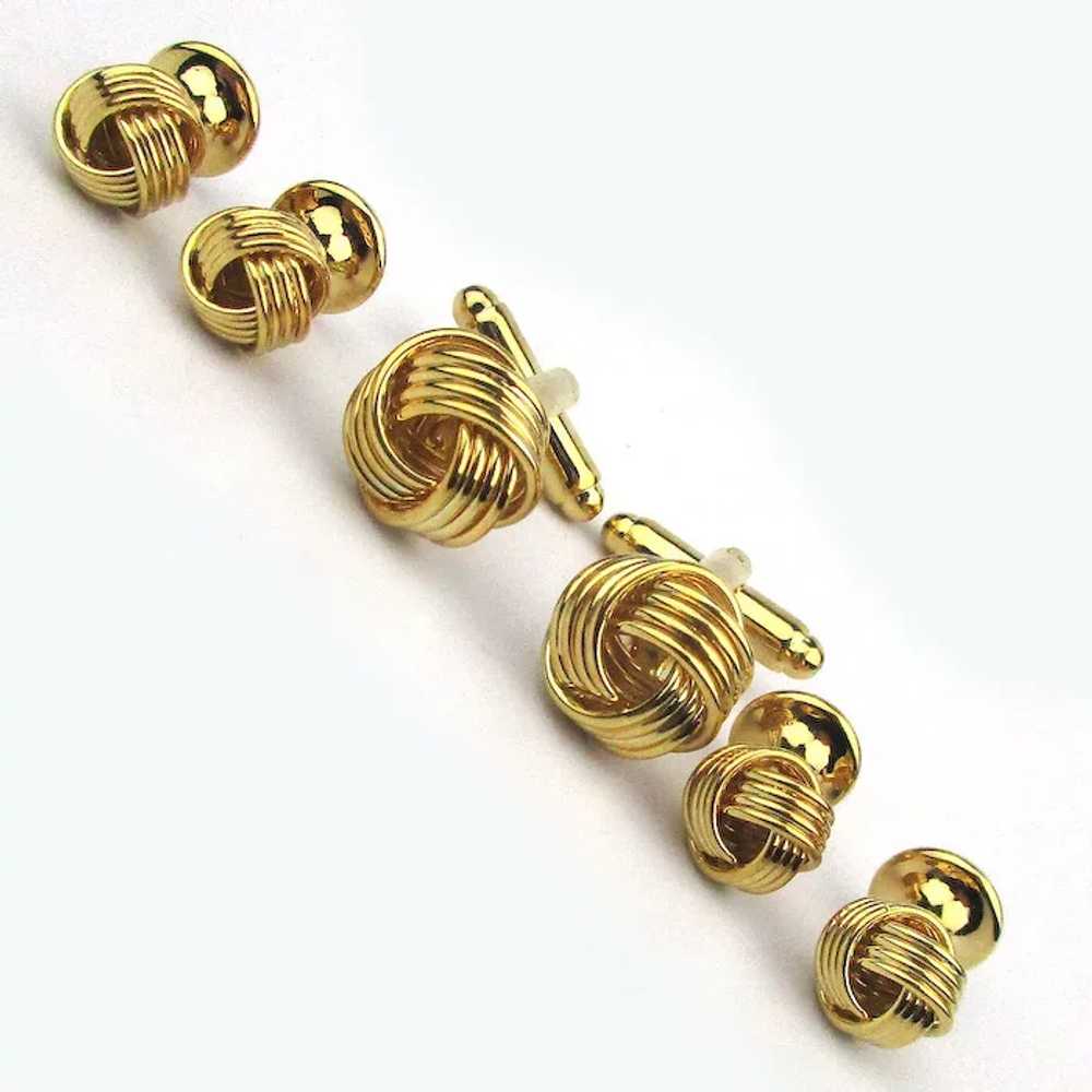 Set of Goldtone Infinity Circle Cufflinks - Stud … - image 2