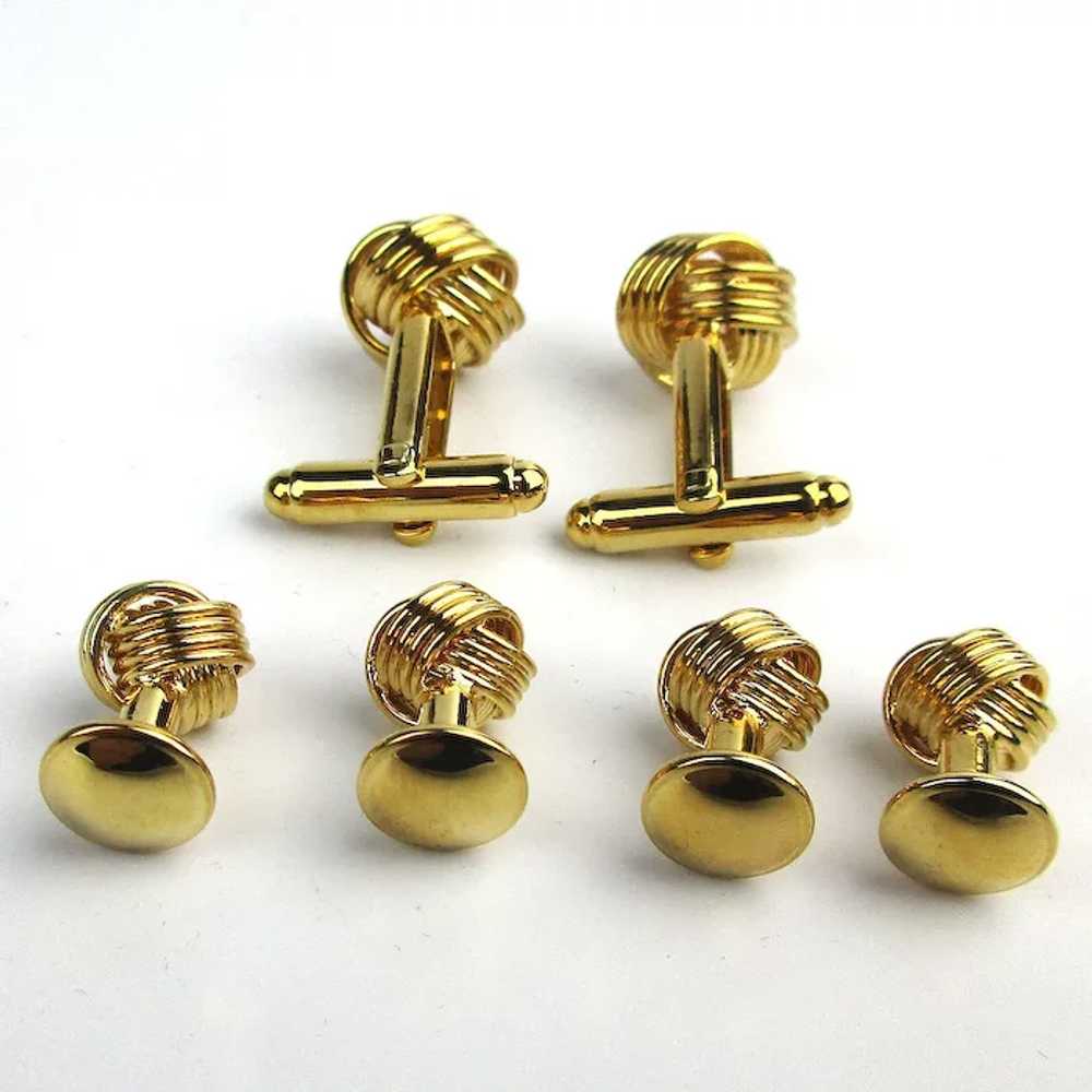 Set of Goldtone Infinity Circle Cufflinks - Stud … - image 5