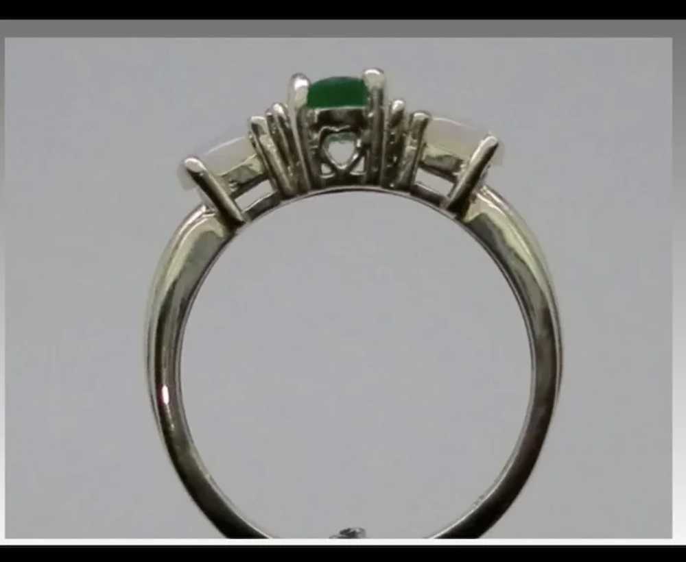 14k Emerald, Opal & Diamonds Ring, free resize - image 2