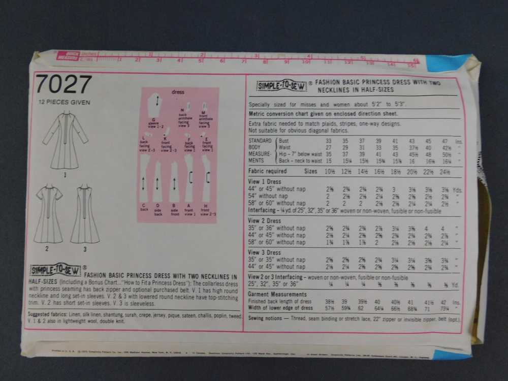 Vintage Princess Cut Dress 1970s Pattern, 43 bust… - image 4