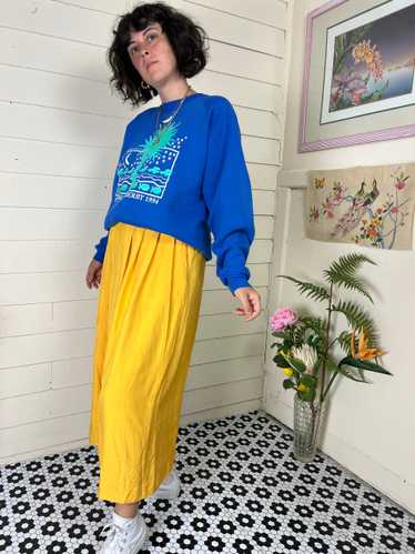 90s RAW SILK BRIGHT YELLOW MAXI SKIRT