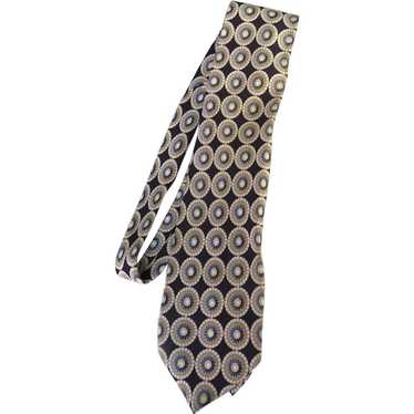 Valentino Cravatte Silk Tie Floral Geometric Handmade in 2024 Italy Vintage Black EUC