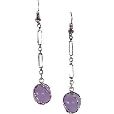 Sterling Caged Amethyst Orb Earrings