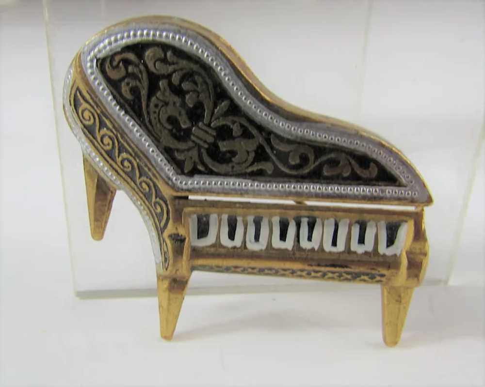 Vintage Damascene Grand Piano Pin - image 2