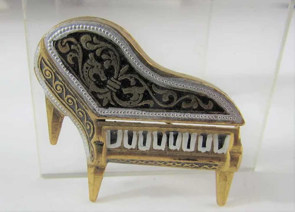 Vintage Damascene Grand Piano Pin - image 4