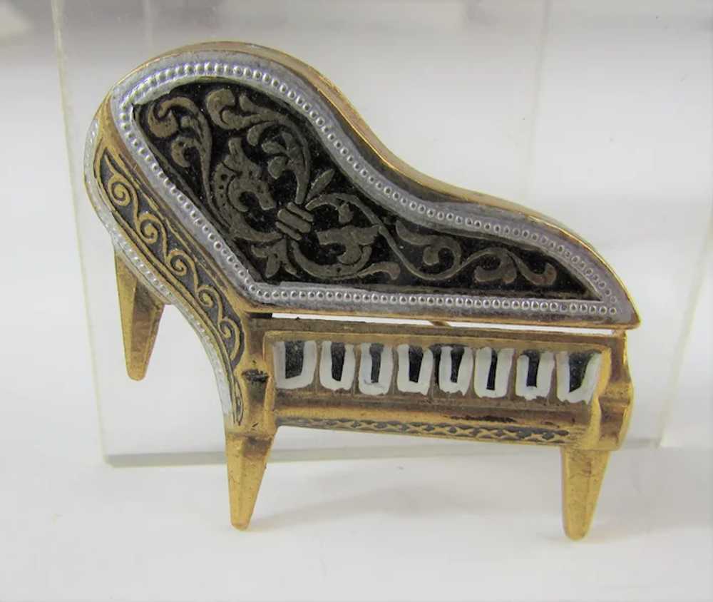 Vintage Damascene Grand Piano Pin - image 6