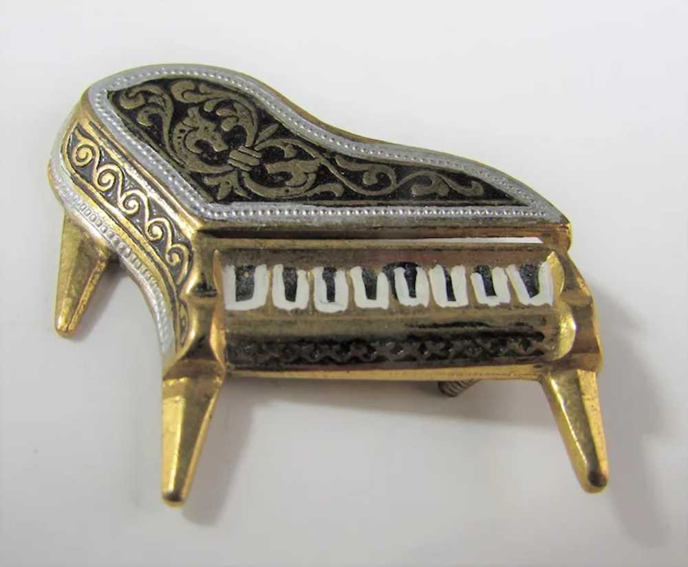 Vintage Damascene Grand Piano Pin - image 8