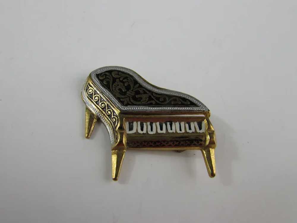 Vintage Damascene Grand Piano Pin - image 9