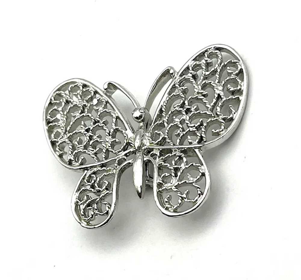 GERRYS signed Butterfly Silvertone Brooch with Pr… - image 4