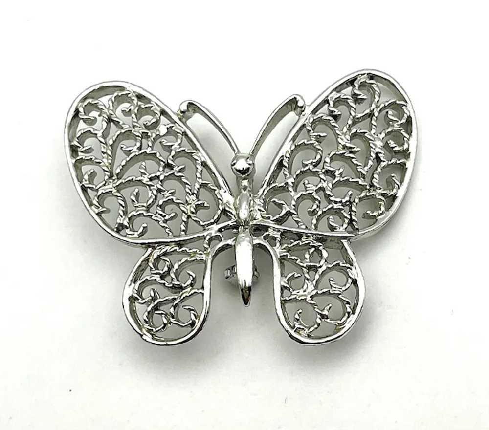 GERRYS signed Butterfly Silvertone Brooch with Pr… - image 6