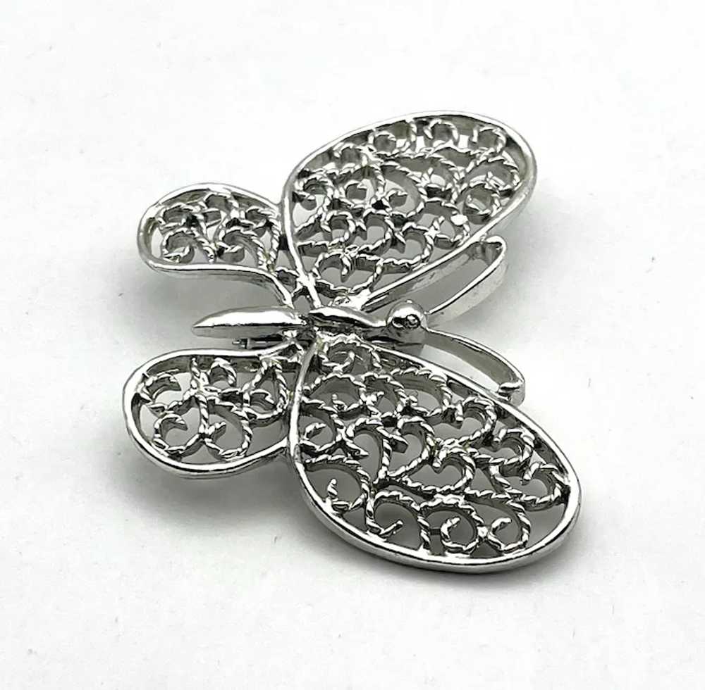 GERRYS signed Butterfly Silvertone Brooch with Pr… - image 7