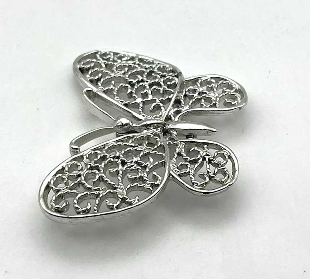 GERRYS signed Butterfly Silvertone Brooch with Pr… - image 8