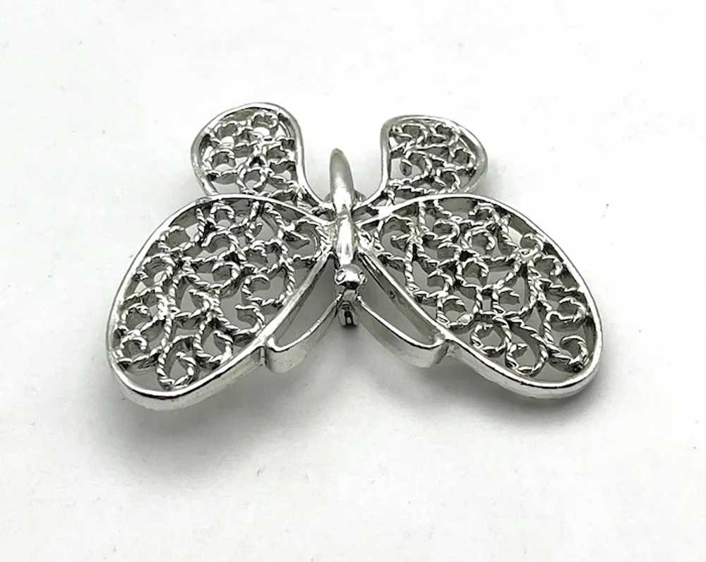 GERRYS signed Butterfly Silvertone Brooch with Pr… - image 9