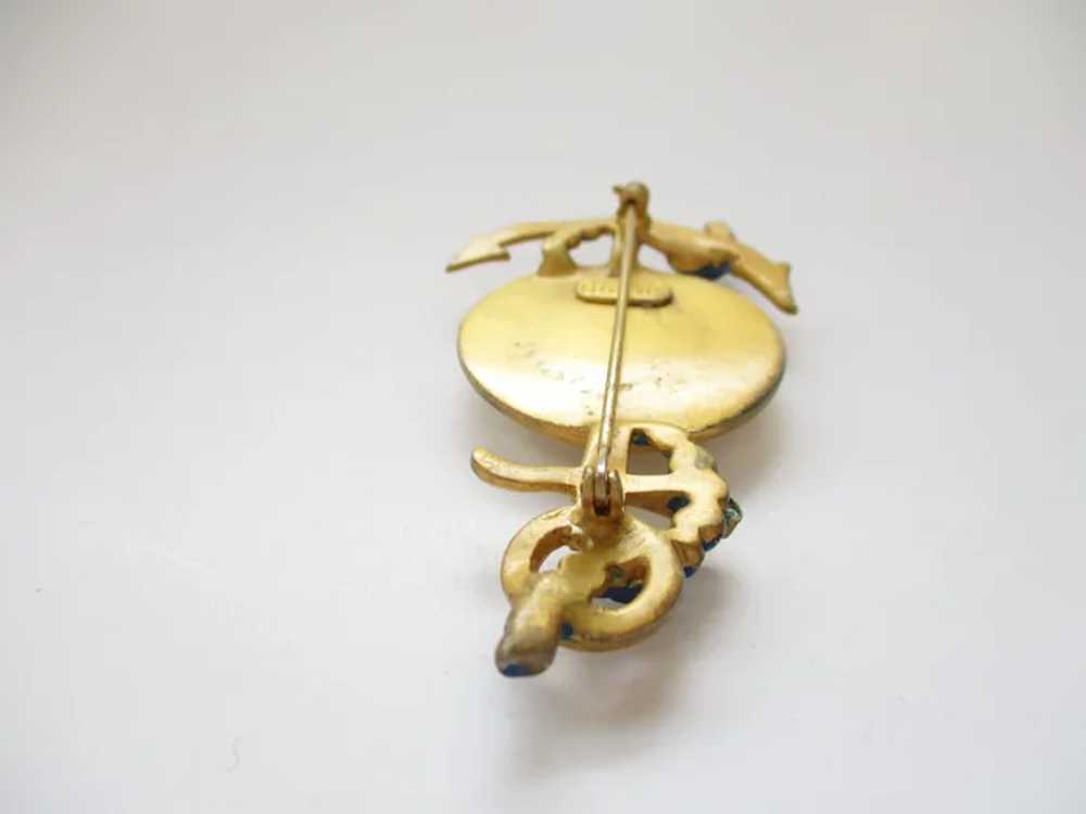 WWII Sweetheart SILSON Sailor Anchor Locket Brooch - image 10