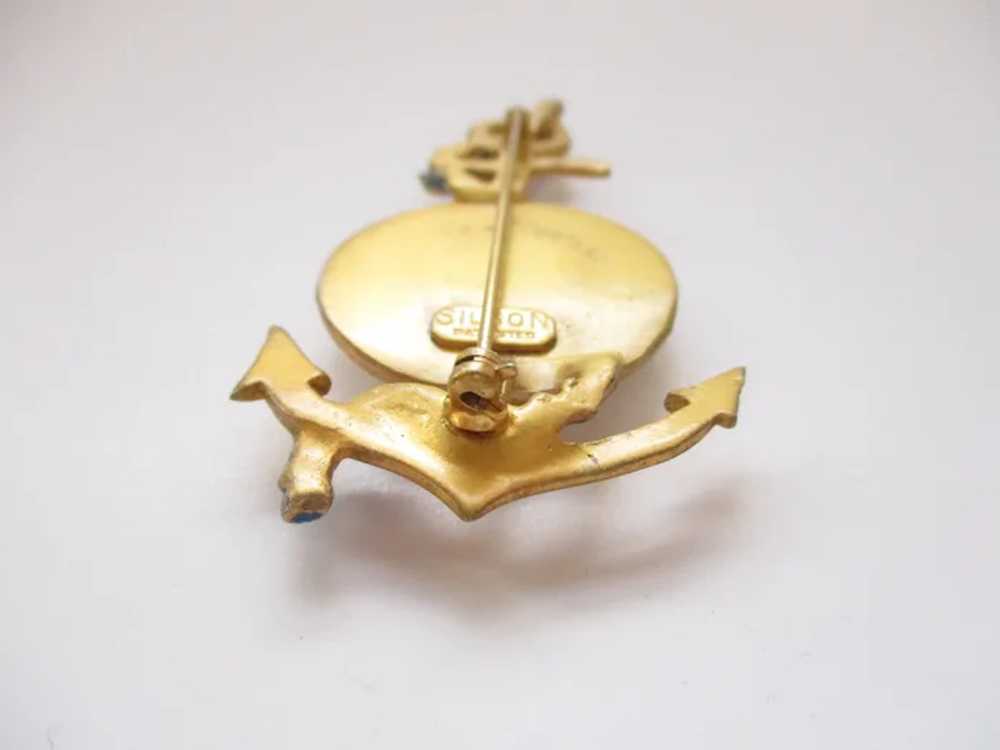 WWII Sweetheart SILSON Sailor Anchor Locket Brooch - image 12