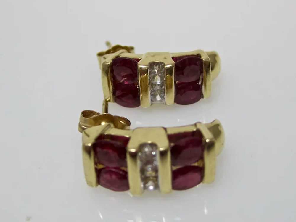 Vintage Estate Natural Ruby & White Sapphire Earr… - image 3