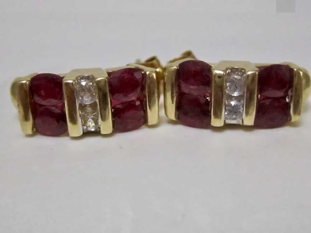 Vintage Estate Natural Ruby & White Sapphire Earr… - image 4