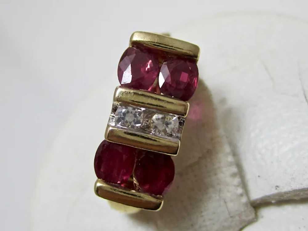 Vintage Estate Natural Ruby & White Sapphire Earr… - image 5