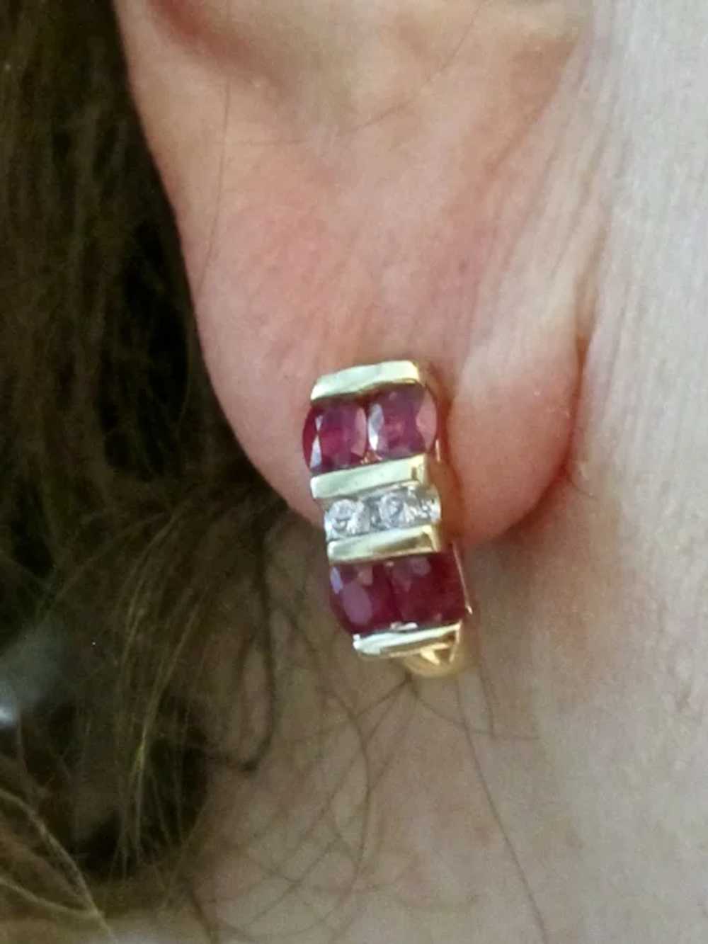 Vintage Estate Natural Ruby & White Sapphire Earr… - image 6