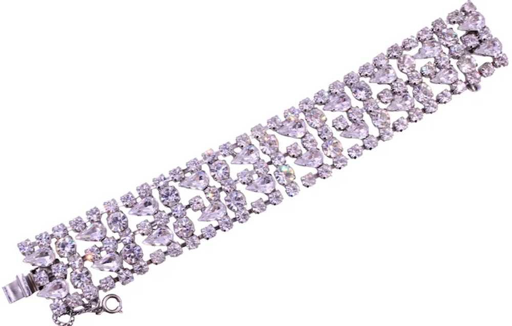 Bracelet Rhinestone Unsigned Beauty 5 Row Rhodium… - image 4