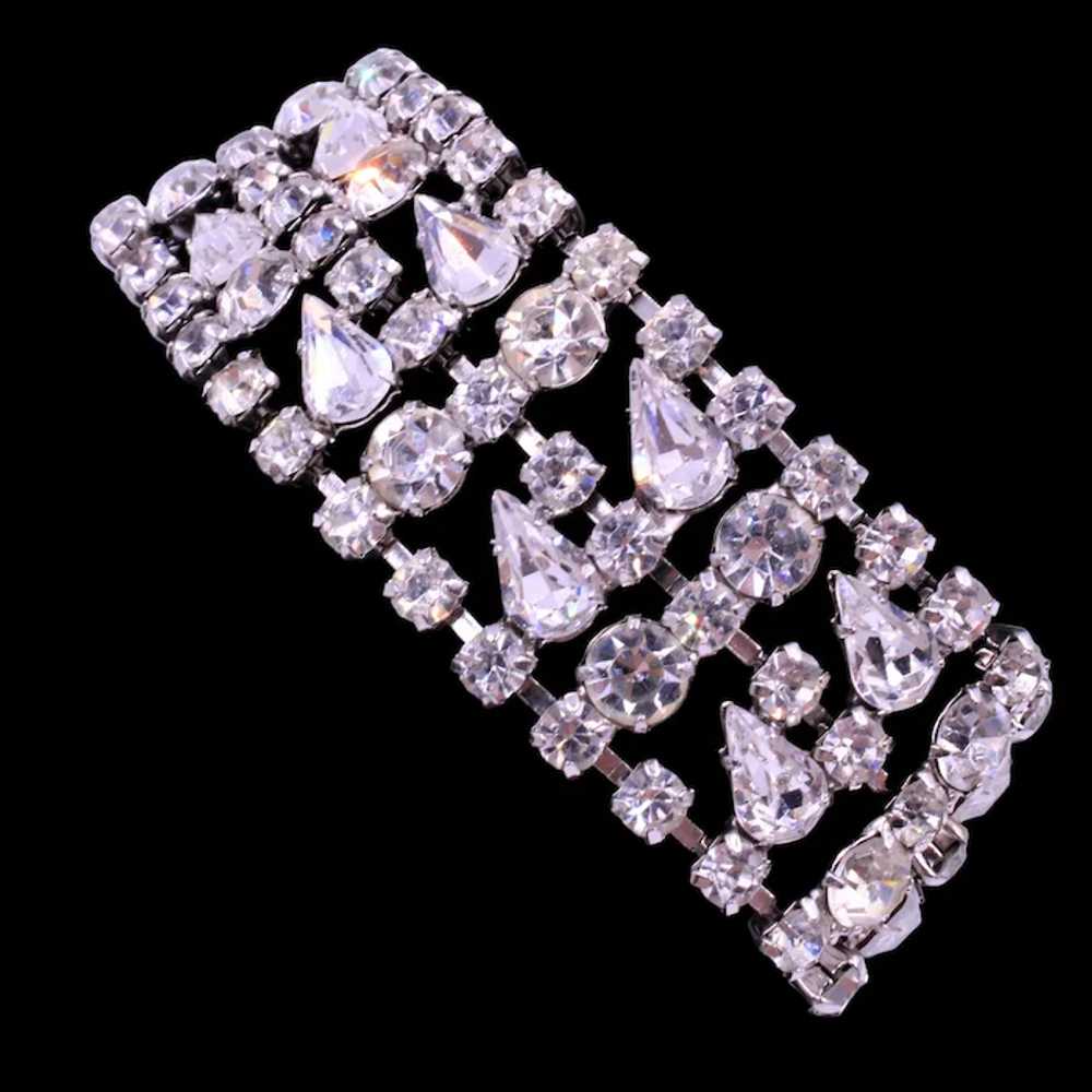 Bracelet Rhinestone Unsigned Beauty 5 Row Rhodium… - image 5