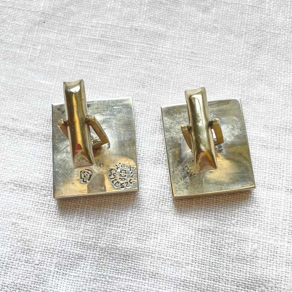 Vintage Sterling Silver Abalone MCM Cufflinks, Ta… - image 5