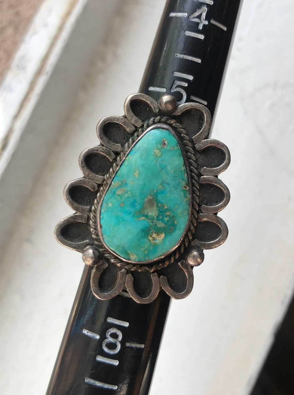 Navajo Turquoise Sterling Silver Ring - image 1