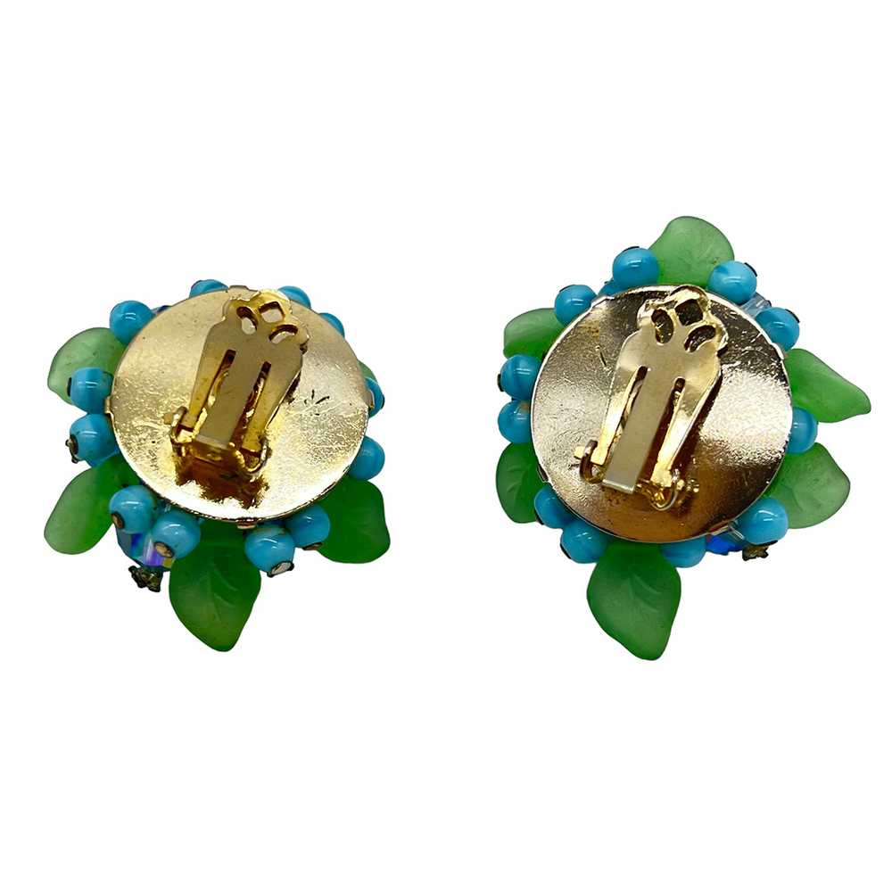 Vintage 1950s Molded Glass Floral Earrings - image 5