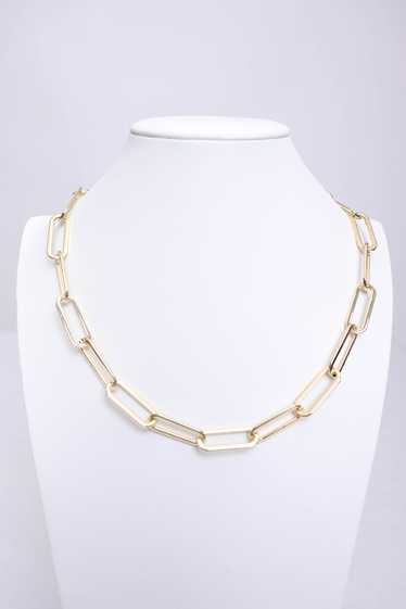 Large Gold Tone Paperclip Necklace