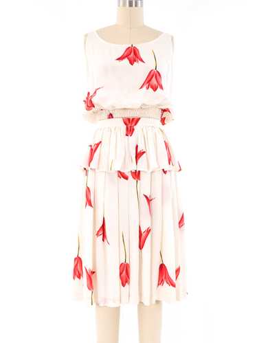 Valentino Tulip Printed Silk Skirt Ensemble