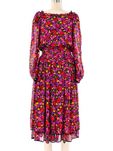 Valentino Floral Printed Silk Maxi Dress - image 1