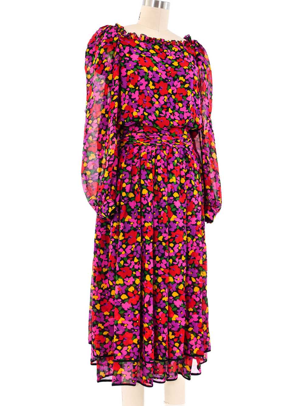 Valentino Floral Printed Silk Maxi Dress - image 3