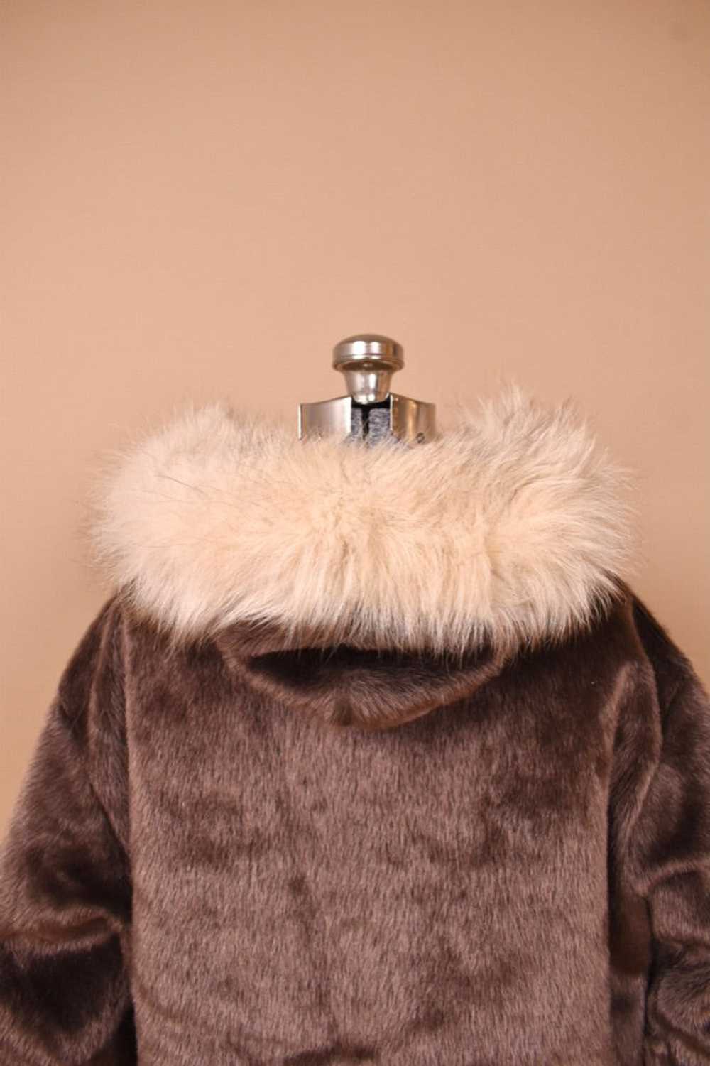 Brown Faux Fur Cropped Jacket By Ulla, M/L - image 8