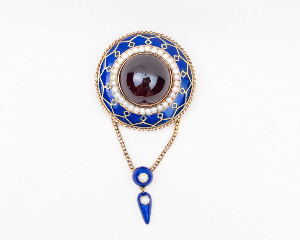 Victorian Garnet Mourning Brooch - image 1