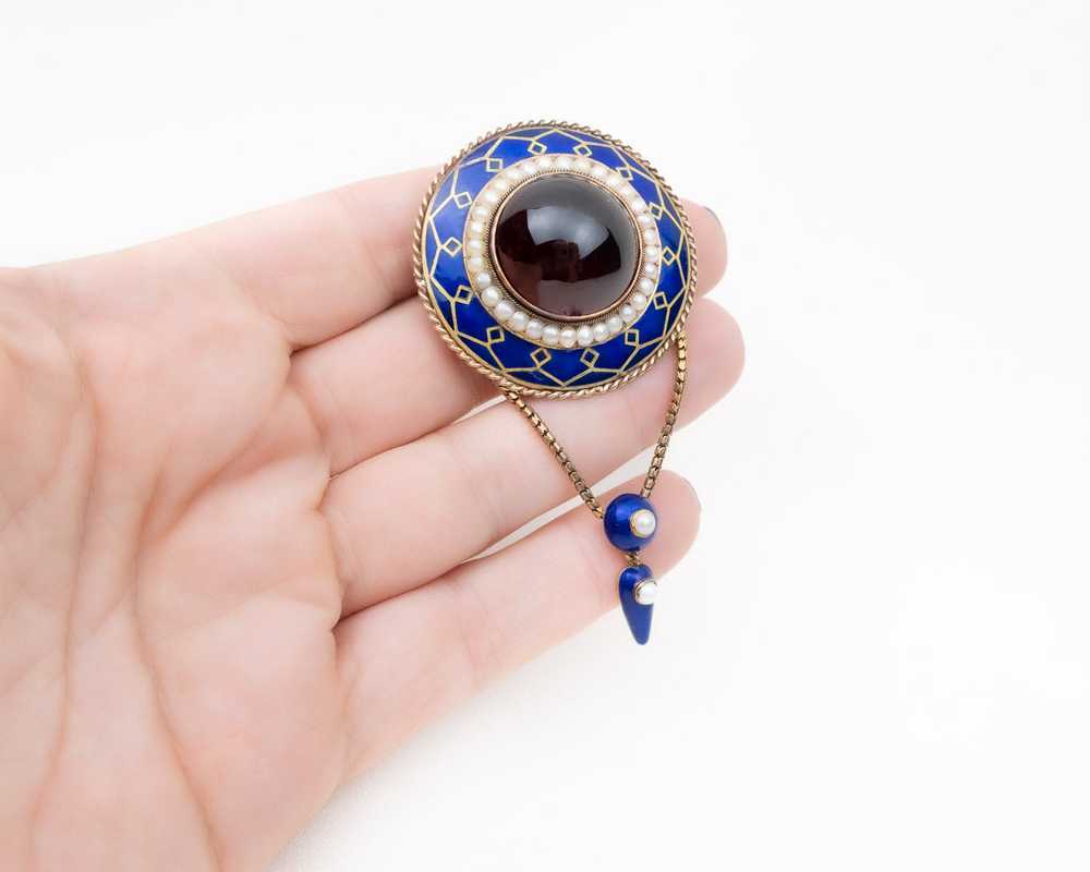 Victorian Garnet Mourning Brooch - image 4