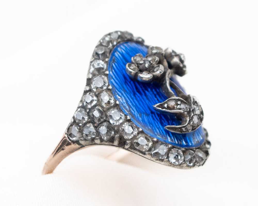Early-Victorian Enamel & Diamond Ring - image 2