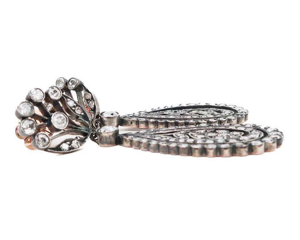 Victorian Diamond Drop Floral Earrings - image 3