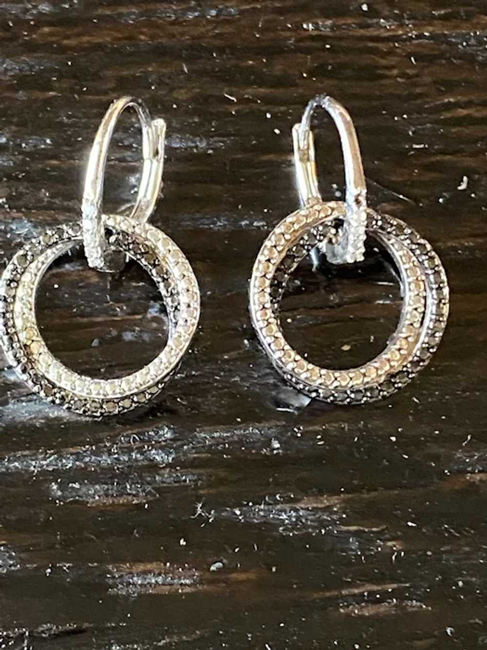Sterling Silver Black and White Earrings - image 3