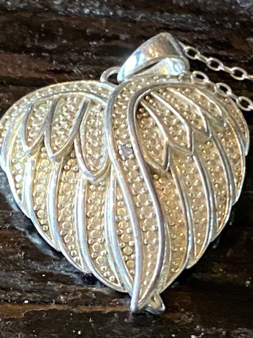 Sterling Silver Angel Wing Heart Necklace - image 2