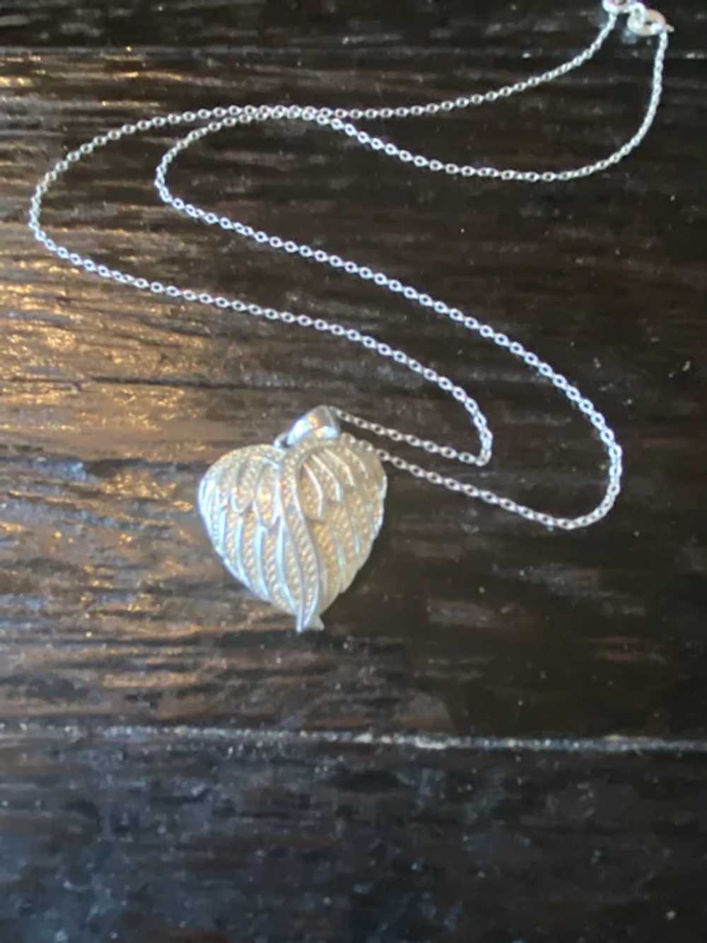 Sterling Silver Angel Wing Heart Necklace - image 6
