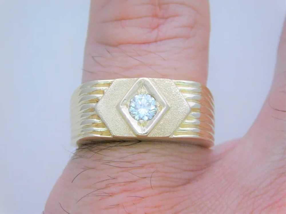 Gent’s 14k Vintage 0.28ct Diamond Ring - image 2