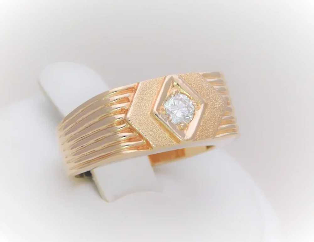 Gent’s 14k Vintage 0.28ct Diamond Ring - image 3