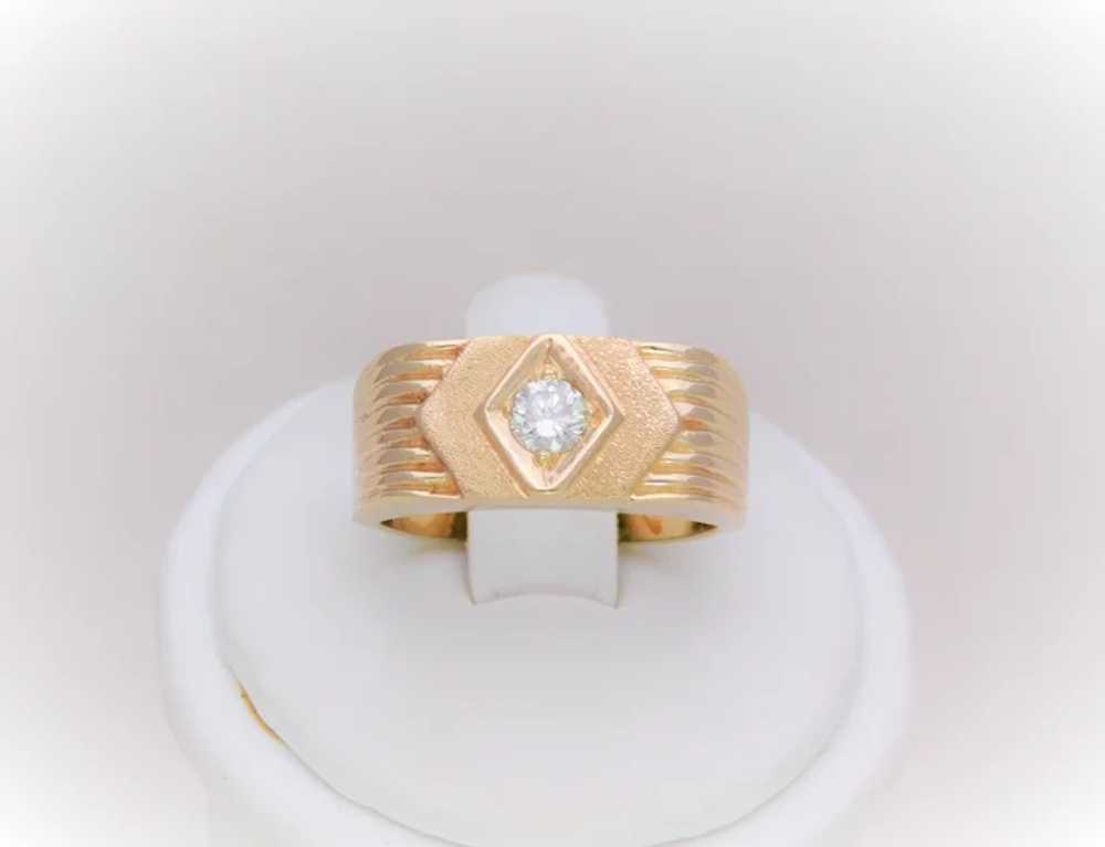 Gent’s 14k Vintage 0.28ct Diamond Ring - image 4
