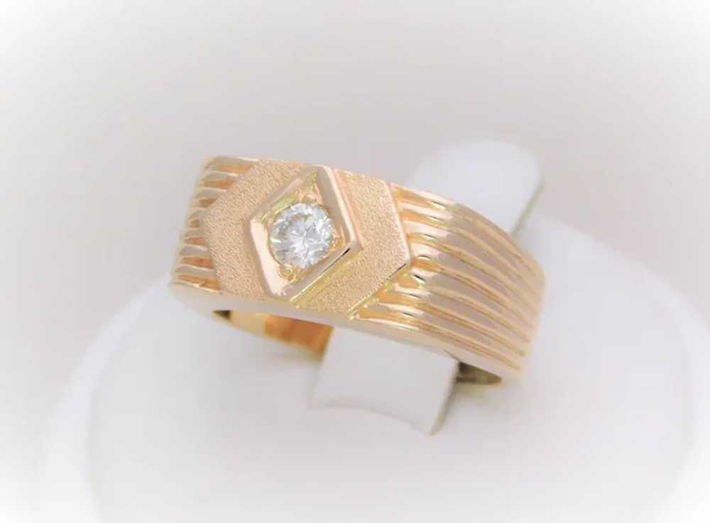 Gent’s 14k Vintage 0.28ct Diamond Ring - image 6
