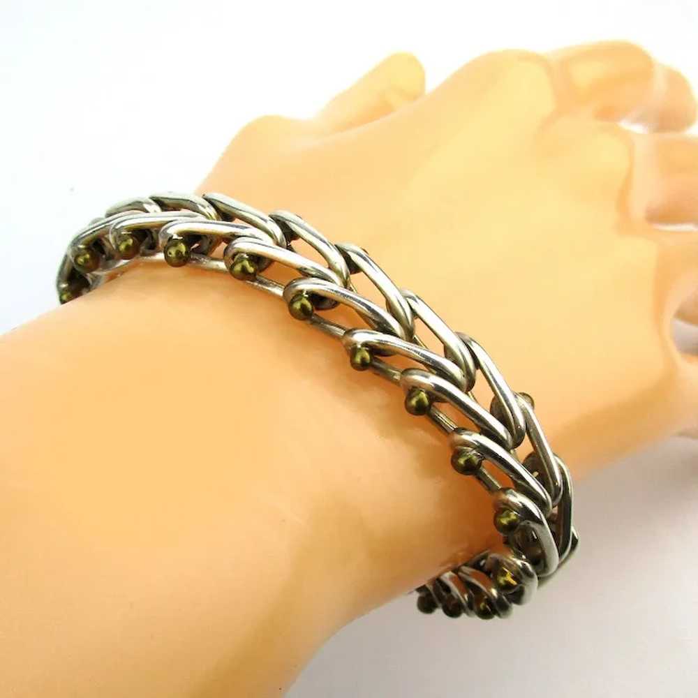 Taxco Sterling Silver Heavy ~V~ Link Chain Bracel… - image 3